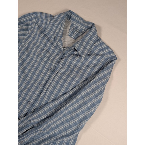 L.L. Bean Tops - LL Bean Womens Blue Plaid Roll Tab L/S Hiking Shirt Ventilated 254500 Size M